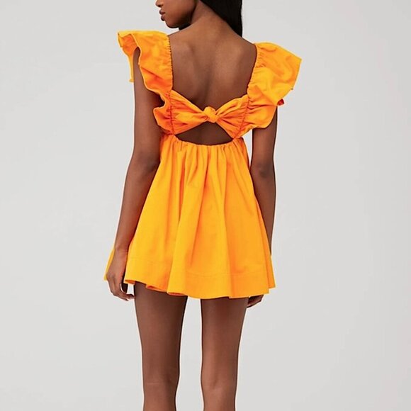 FOR LOVE & LEMONS Clementine Ruffled Tie Back Mini Dress Orange - Picture 5 of 14